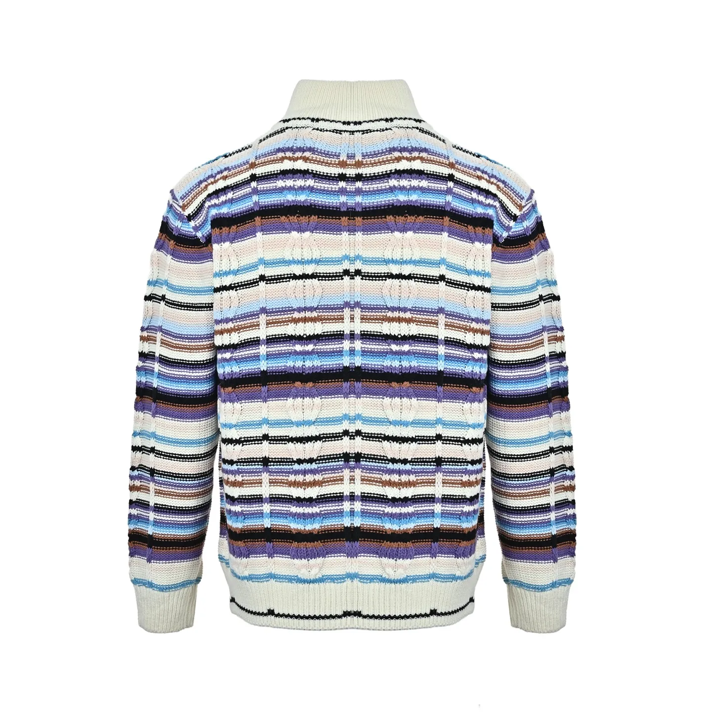 Louis Vuitton/Louis Vuitton Retro Color Striped Stand Collar Zip Knit Cardigan